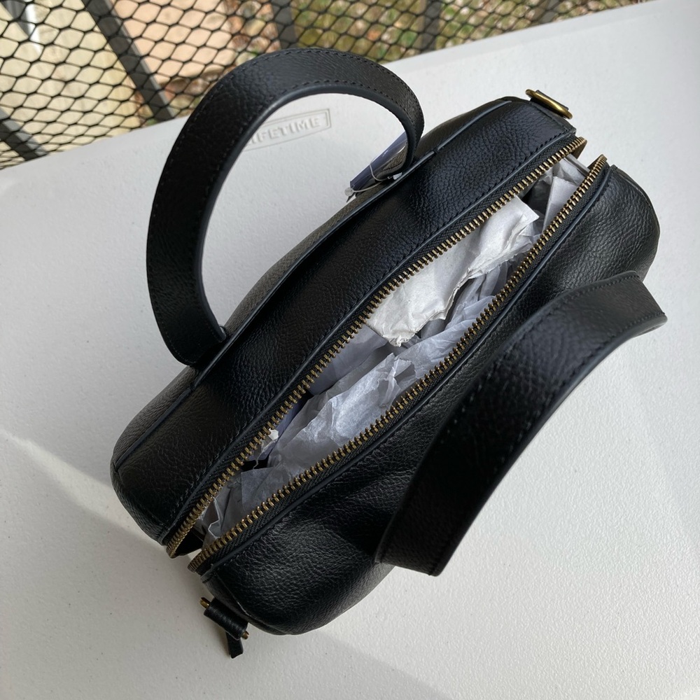Fossil Sydney Satchel Black Pebbled Leather Hand Bag Cross Body Bag Purse NEW - Picture 10 of 17